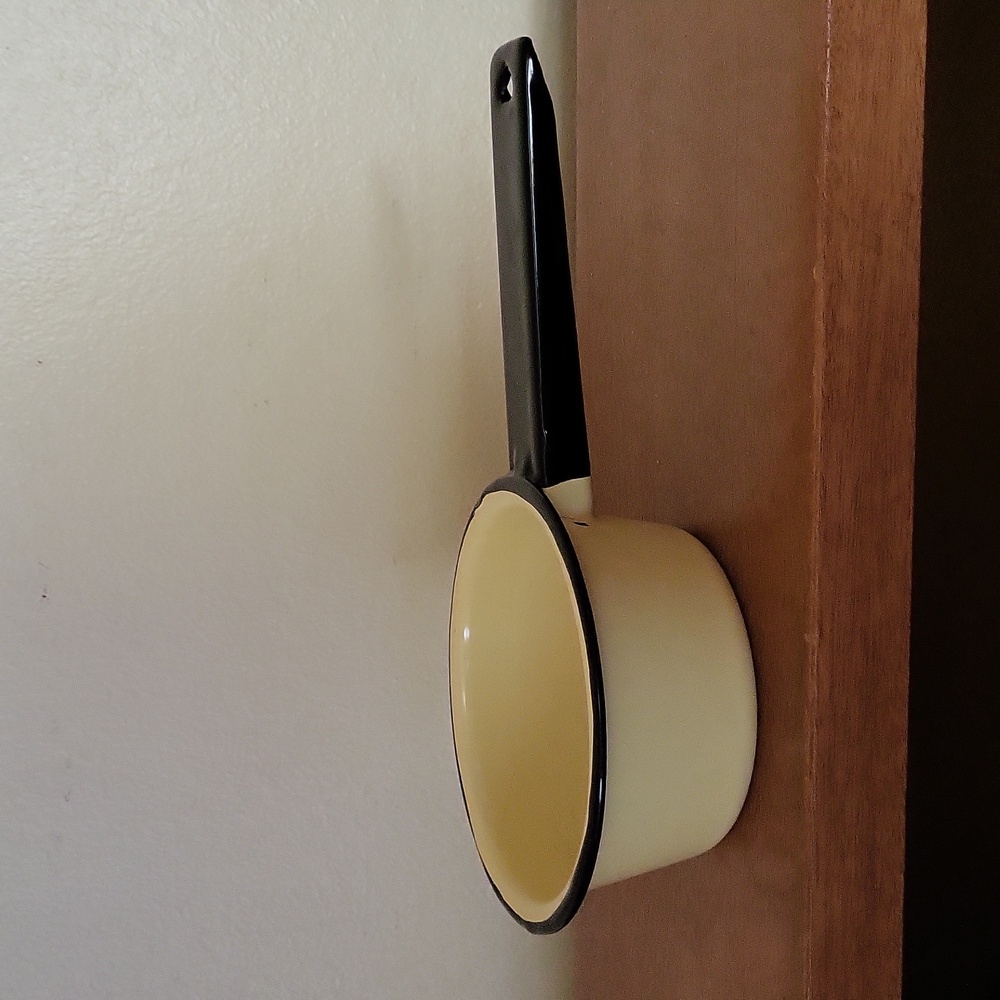 Vintage Yellow Enamel Small Sauce Pan